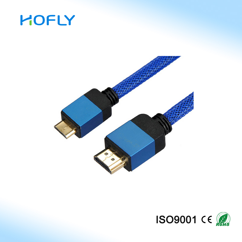 high quality metal shell mini HDMI to HDMI cable support 216